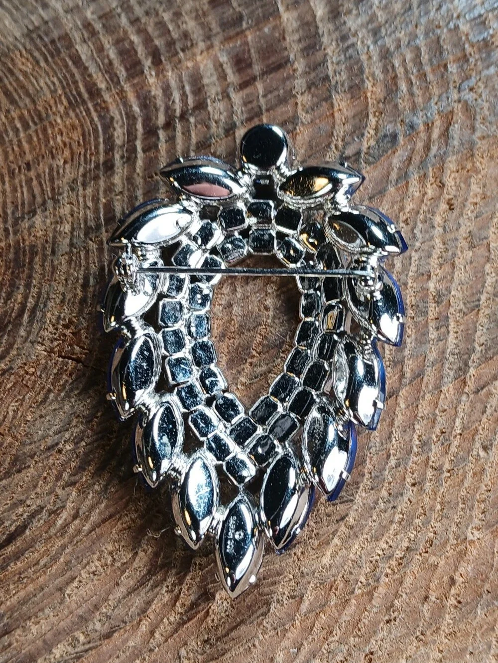 Sarah Cov D&E Juliana Made Blue Aurora Borealis Rhinestone Teardrop Pin Brooch